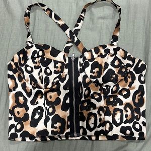 Corset leopard print crop top